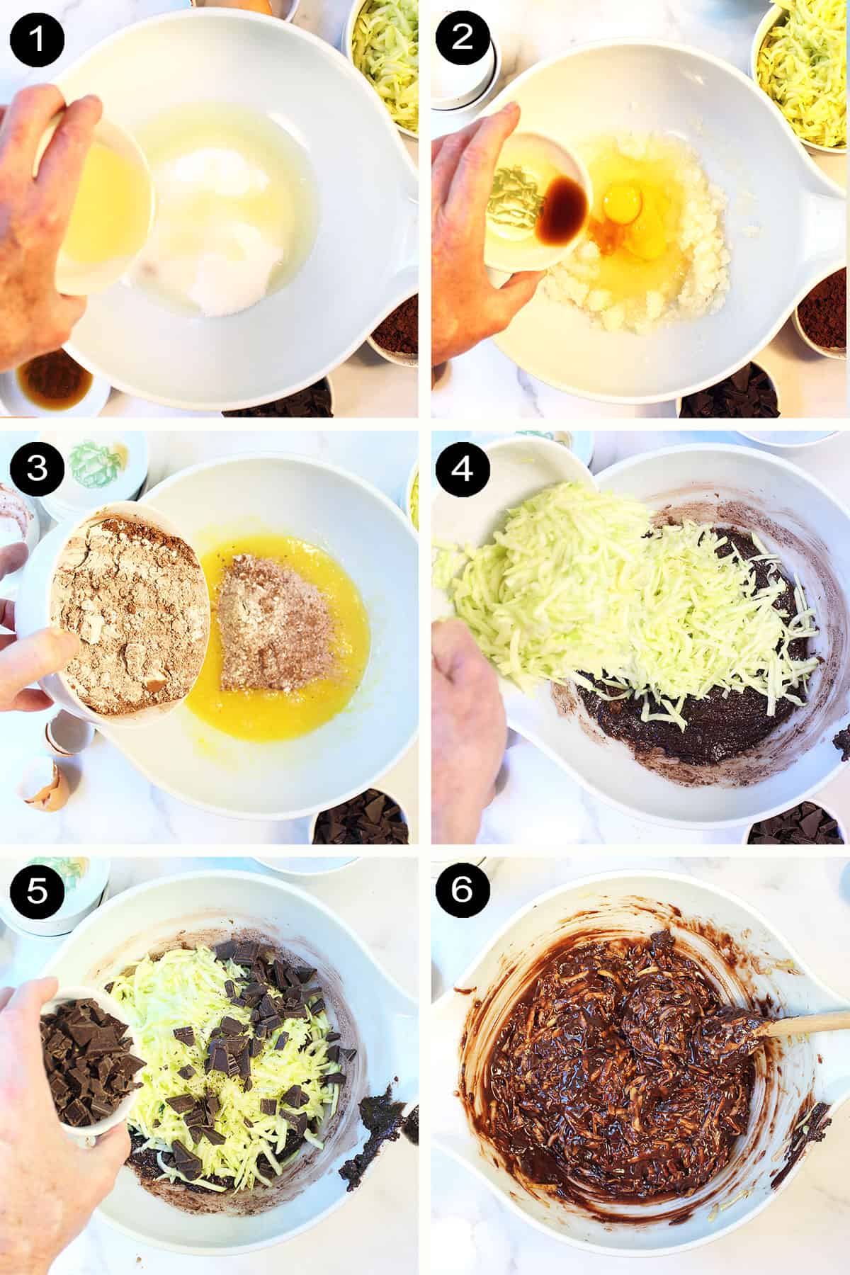 Steps to make Chocolate Chocolate Zucchini Bread.