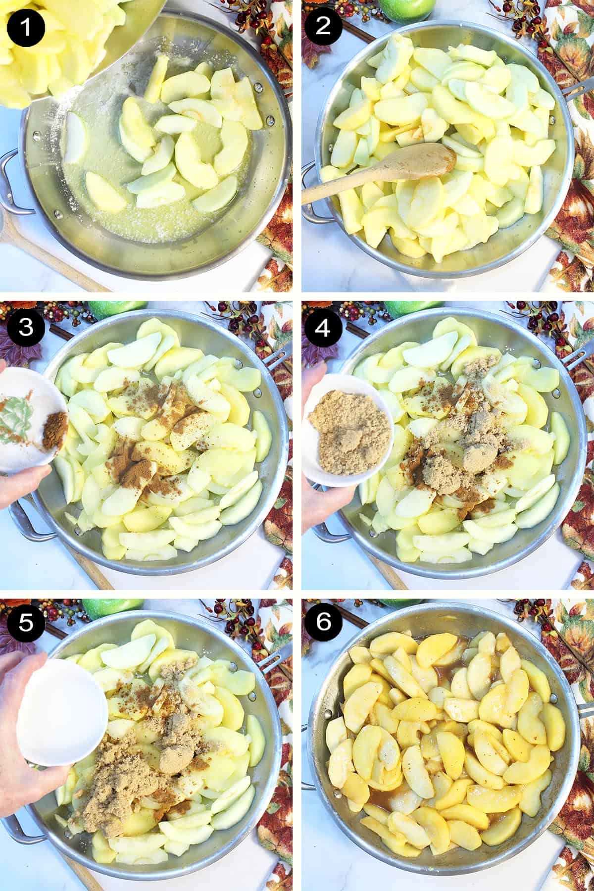 Prep steps to cook sauteed apples.