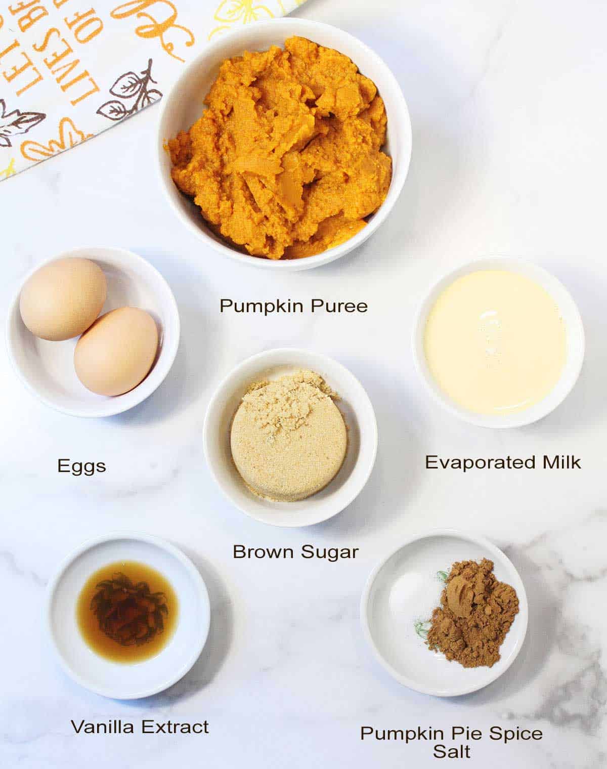 Ingredients for pumpkin filling.