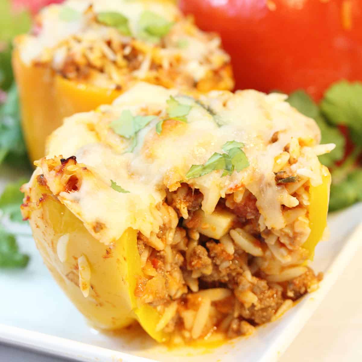Pepper is cut to show filling on inside.