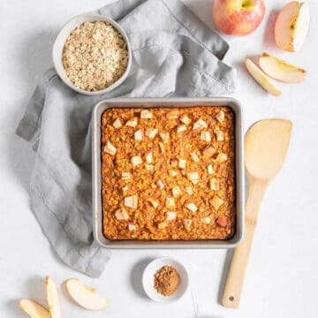 Apple Baked Oatmeal in pan.