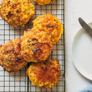 Gluten free Pumpkin Biscuits on cooling rack.