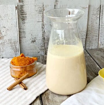 Homemade Pumpkin Pie Creamer in pitcher.