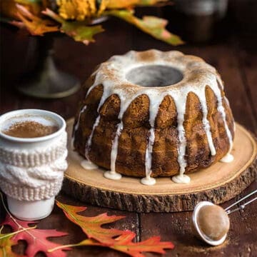 Pumpkin Bundt Cake with icing.