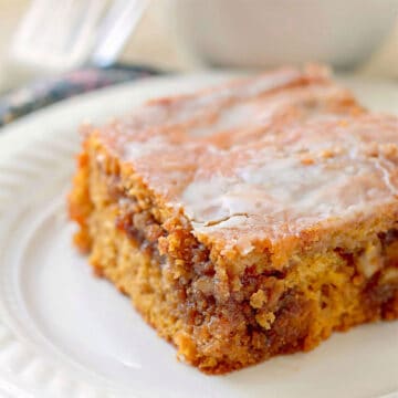 Plated slice of Pumpkin Hone Bun Cake.