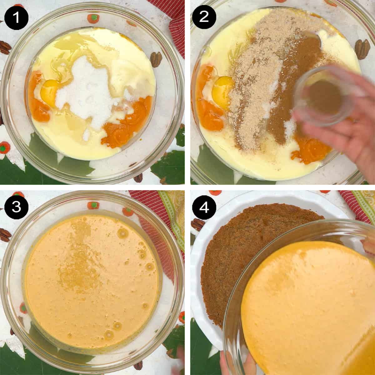 Steps to make pumpkin pie filling.