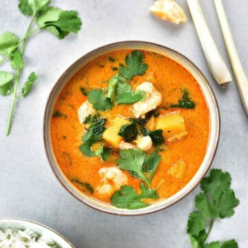 Thai Red Curry with shrimp.
