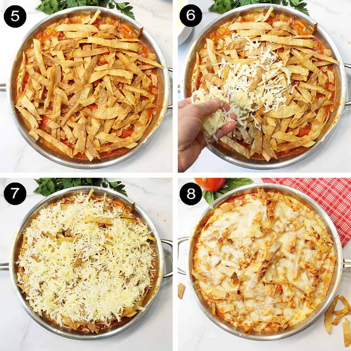 Finishing prep steps 5-8 for easy Frito Pie.