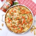 Overhead of One Skillet Turkey Chili Pie with Prego sauce.