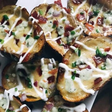Bourbon Potato Skins on platter.