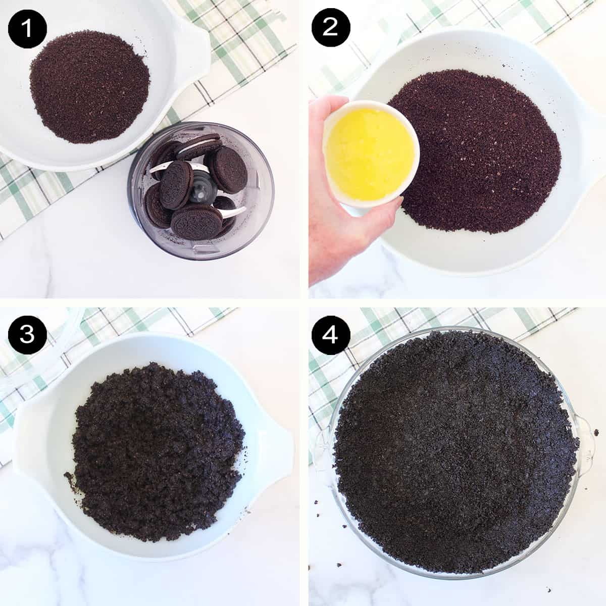 Steps to prepare Oreo crust.
