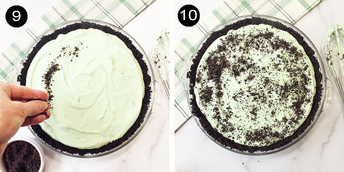 Garnishing finished pie.