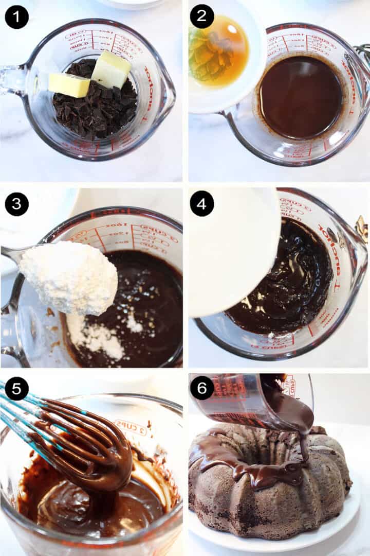 Prep steps for chocolate glaze.