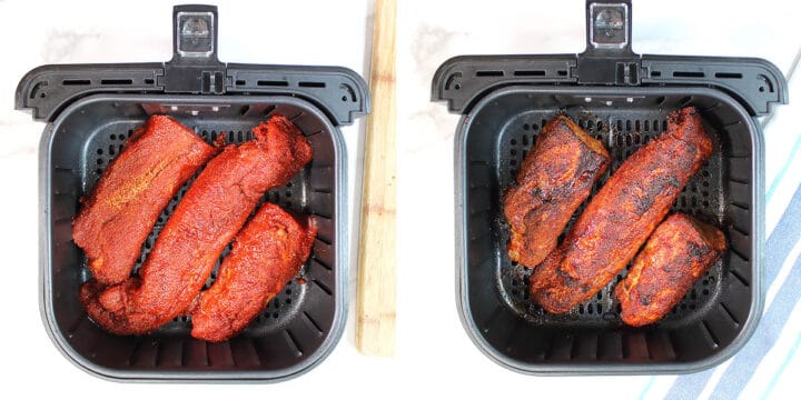 Before and After tenderloin in air fryer.