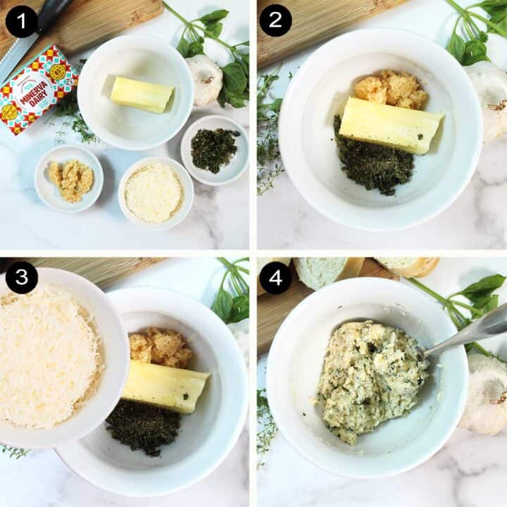 Steps to make garlic butter spread.