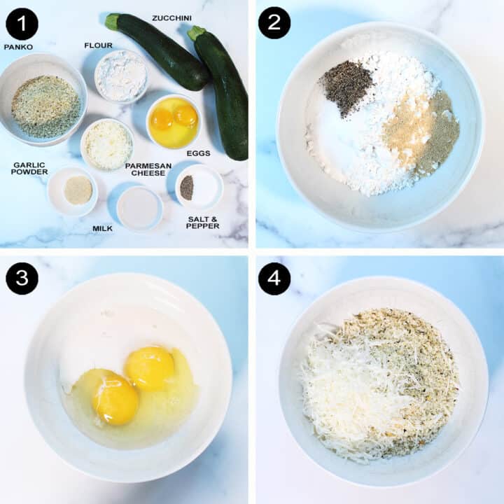 Steps 1-4, preparing coatings for fries.