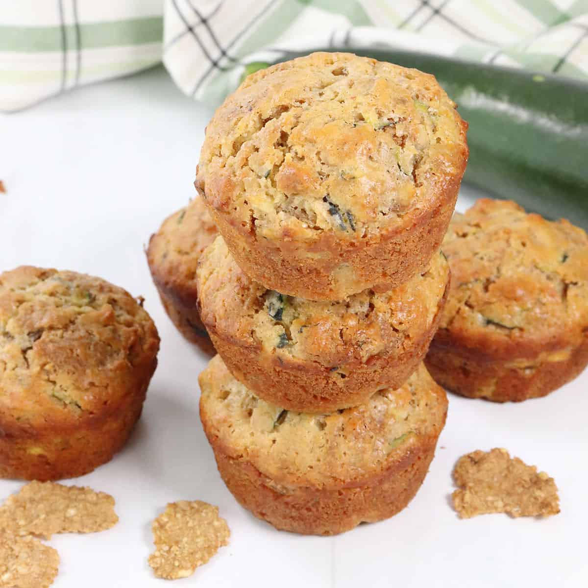 Stacked Zucchini Bran Muffins.
