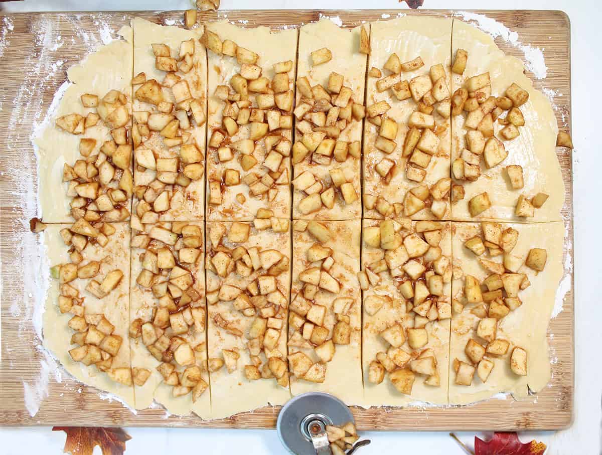 Cut dough into 6 strips.