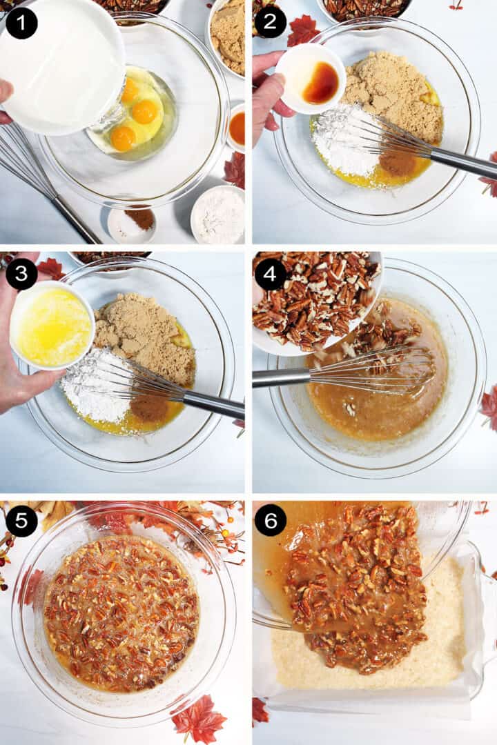 Steps to make pecan filling.