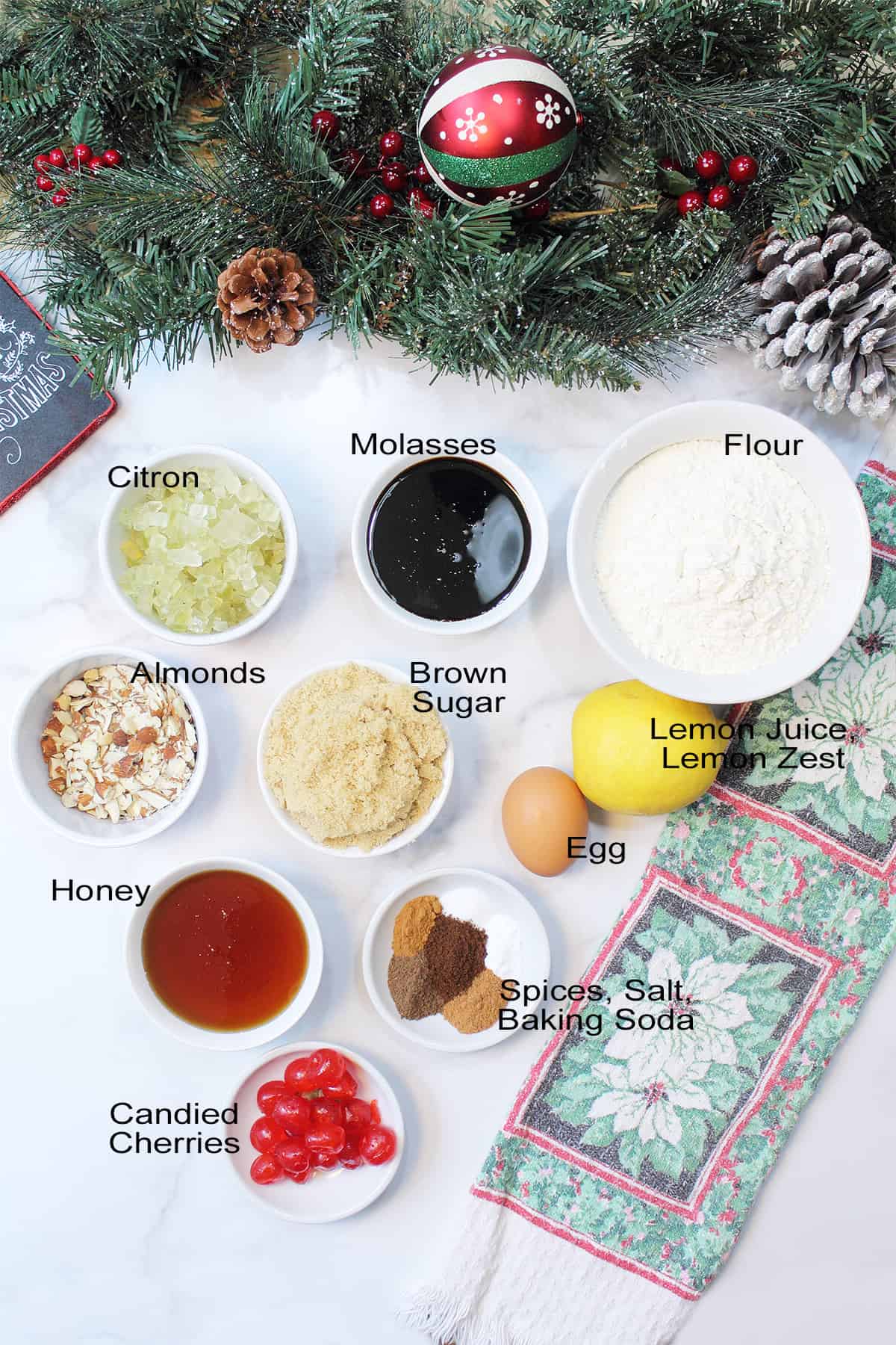 Ingredients for German Christmas cookies.