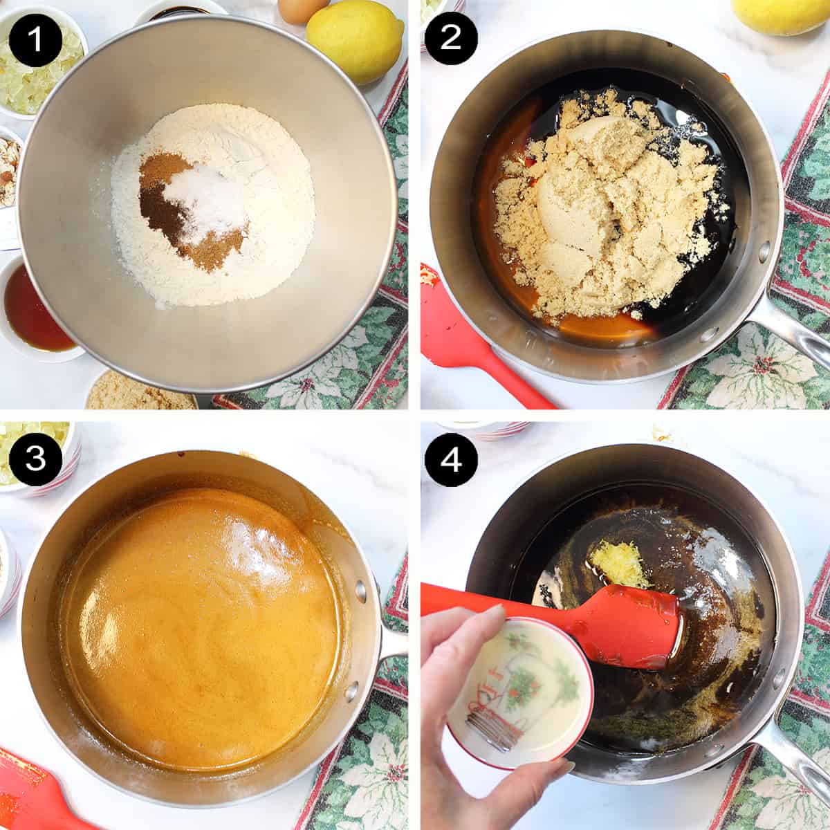 Prep steps 1-4 for lebkuchen cookies.