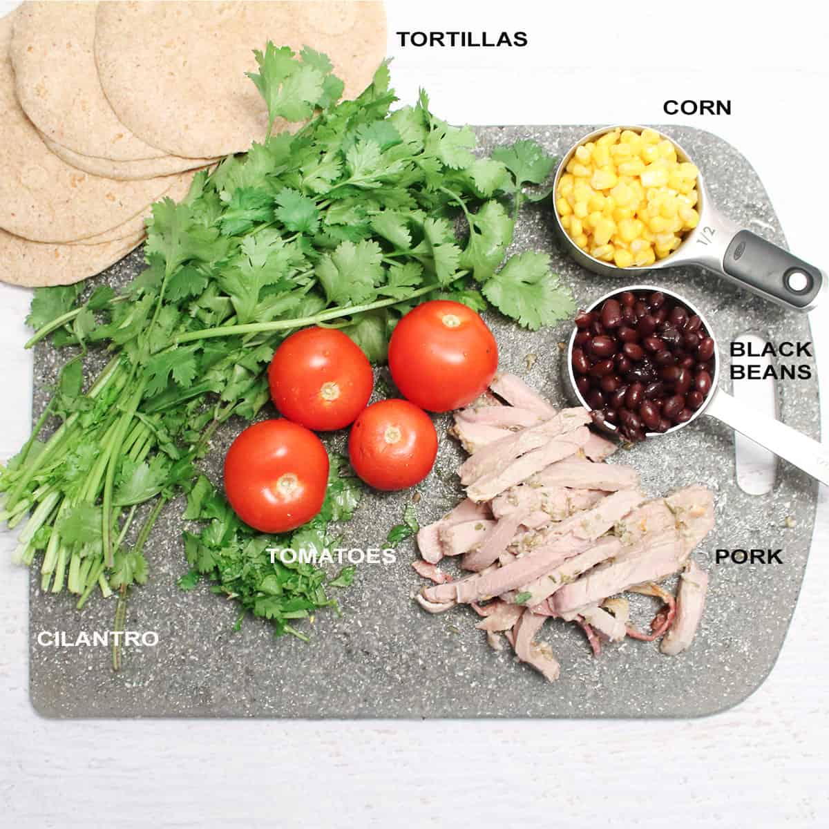 Ingredients for enchilada filling.