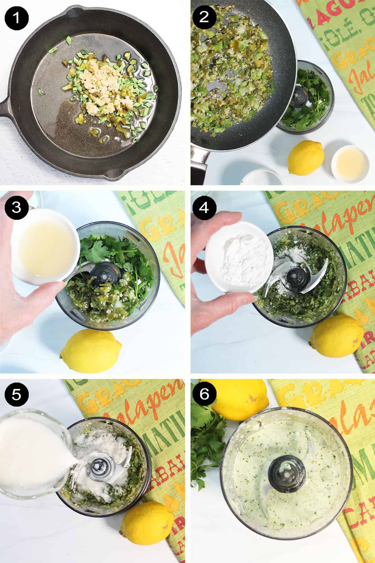 Steps to make green chile sauce.