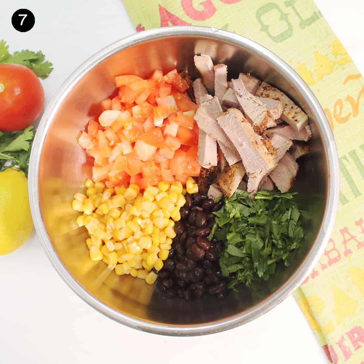 Enchilada filling in a large bowl.
