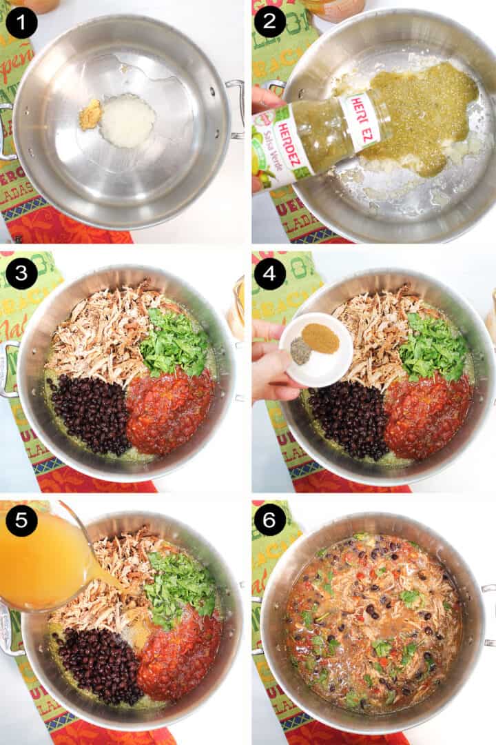 Collage of steps to make Mexican Pork Stew.