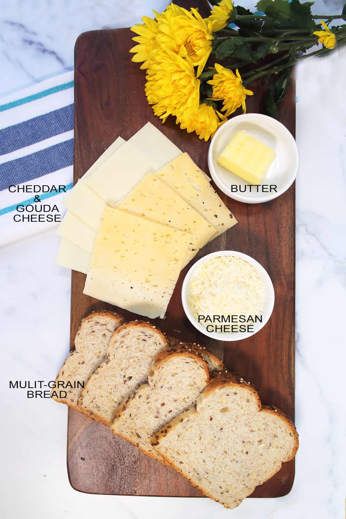 Ingredients for grilled cheese in a air fryer.
