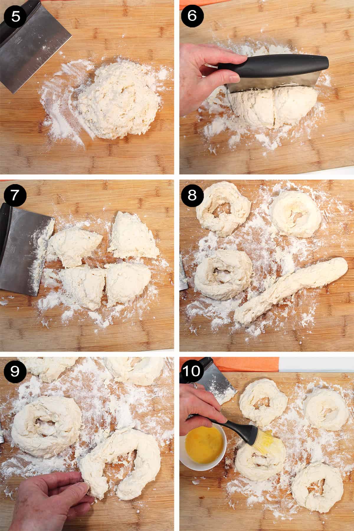 Steps to form bagels.