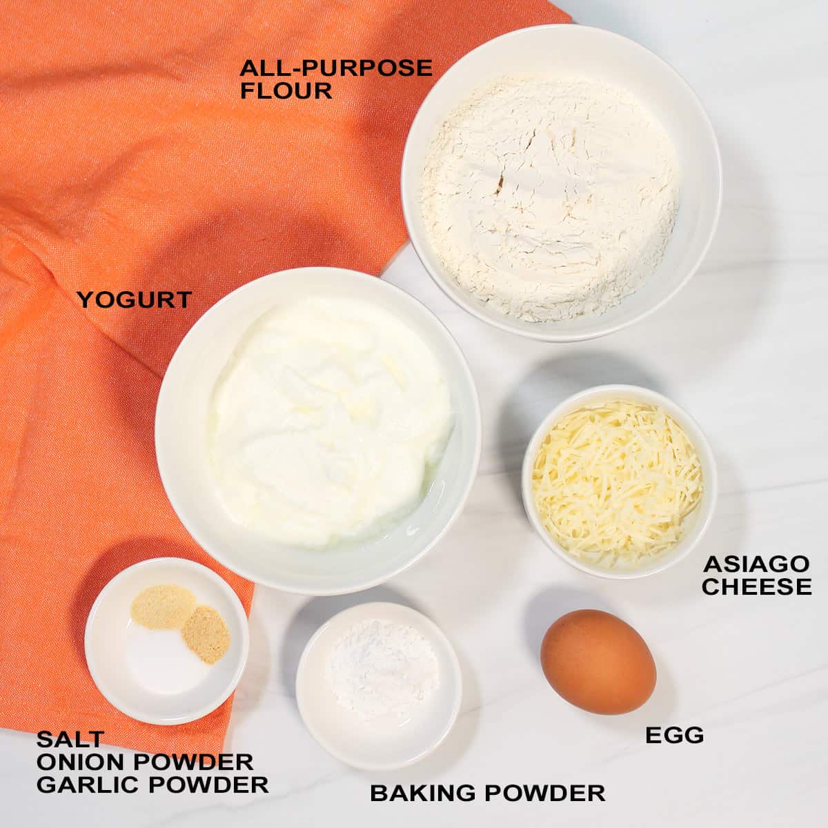 Ingredients for air fryer bagels.