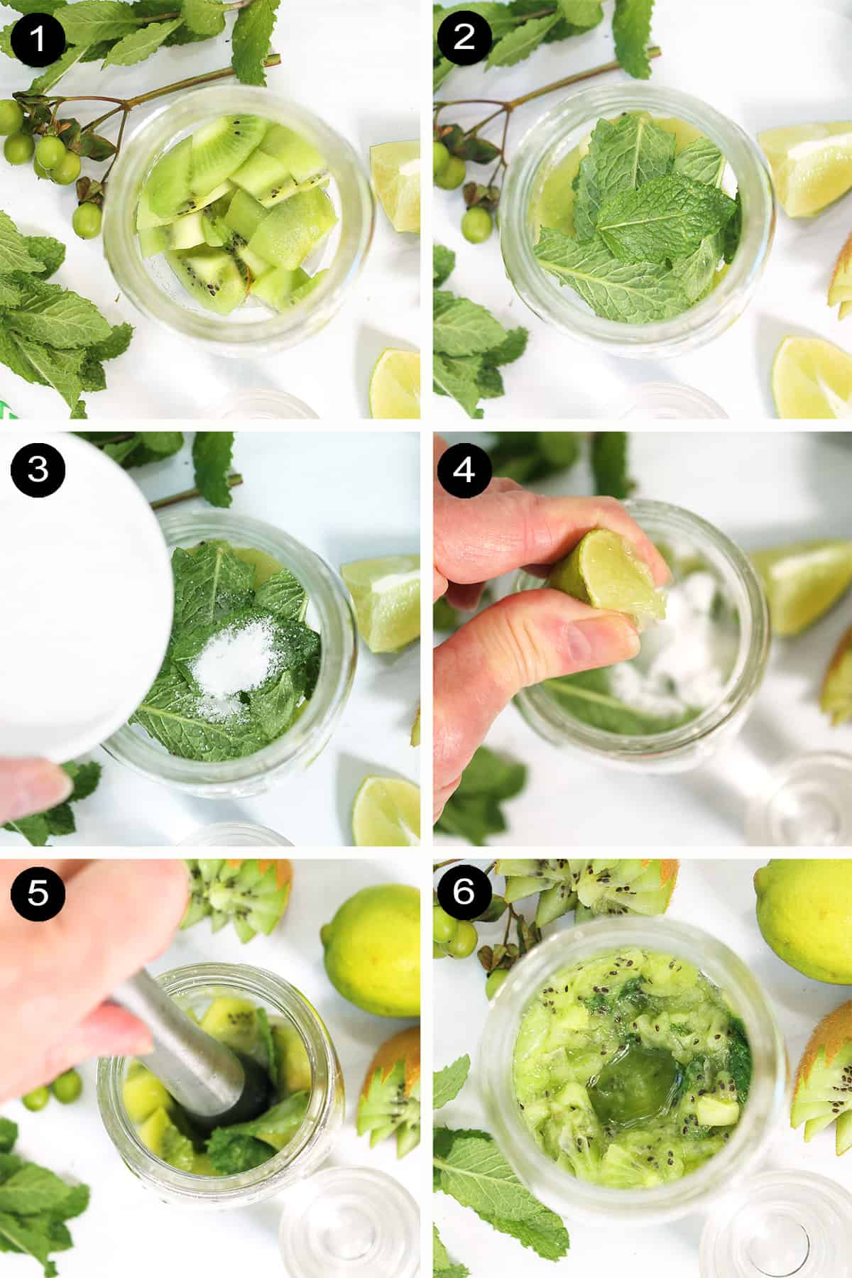 Steps to make kiwi tequila mojito.