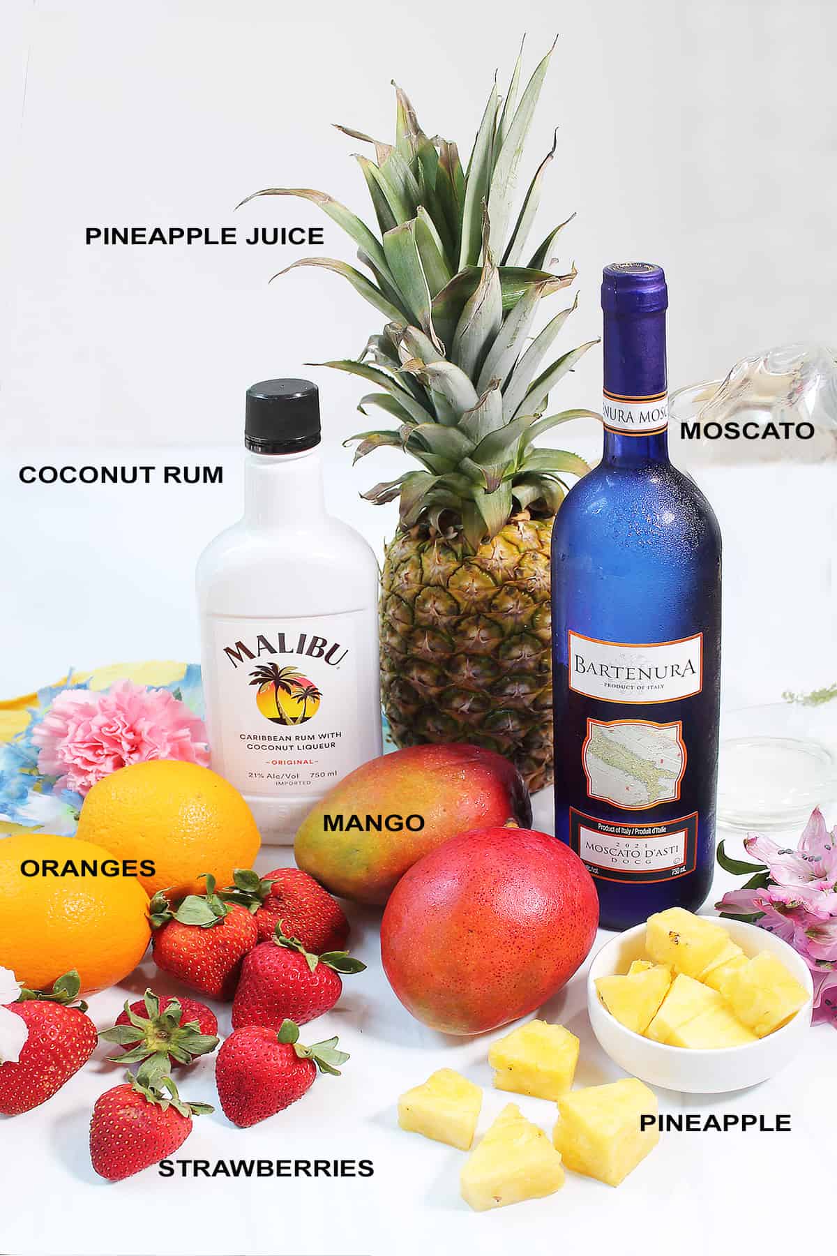 Ingredients for Pineapple Sangria.
