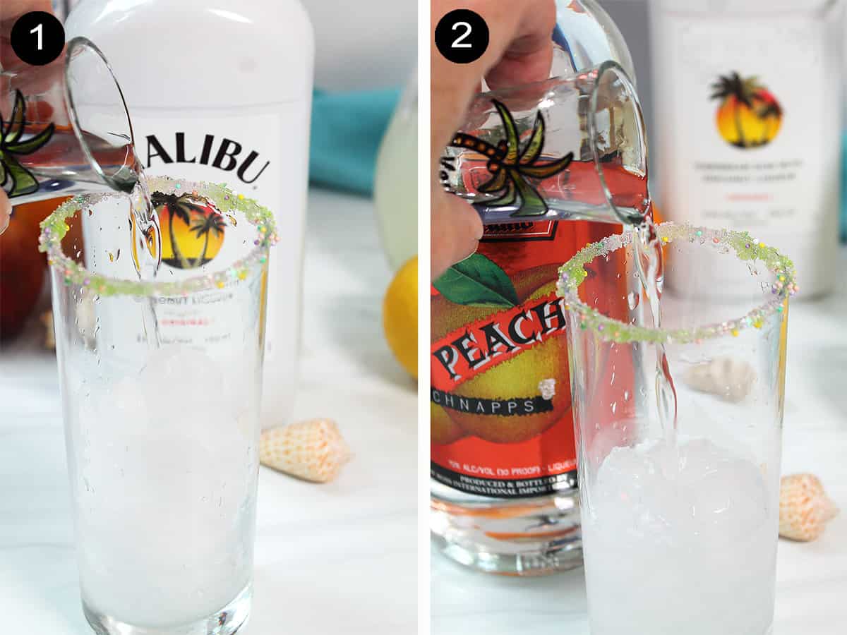 Steps 1-2 to make rum punch.