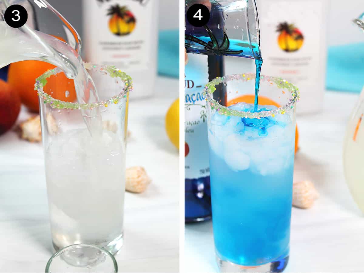 Steps 3-4 to make Mermaid Water punch.