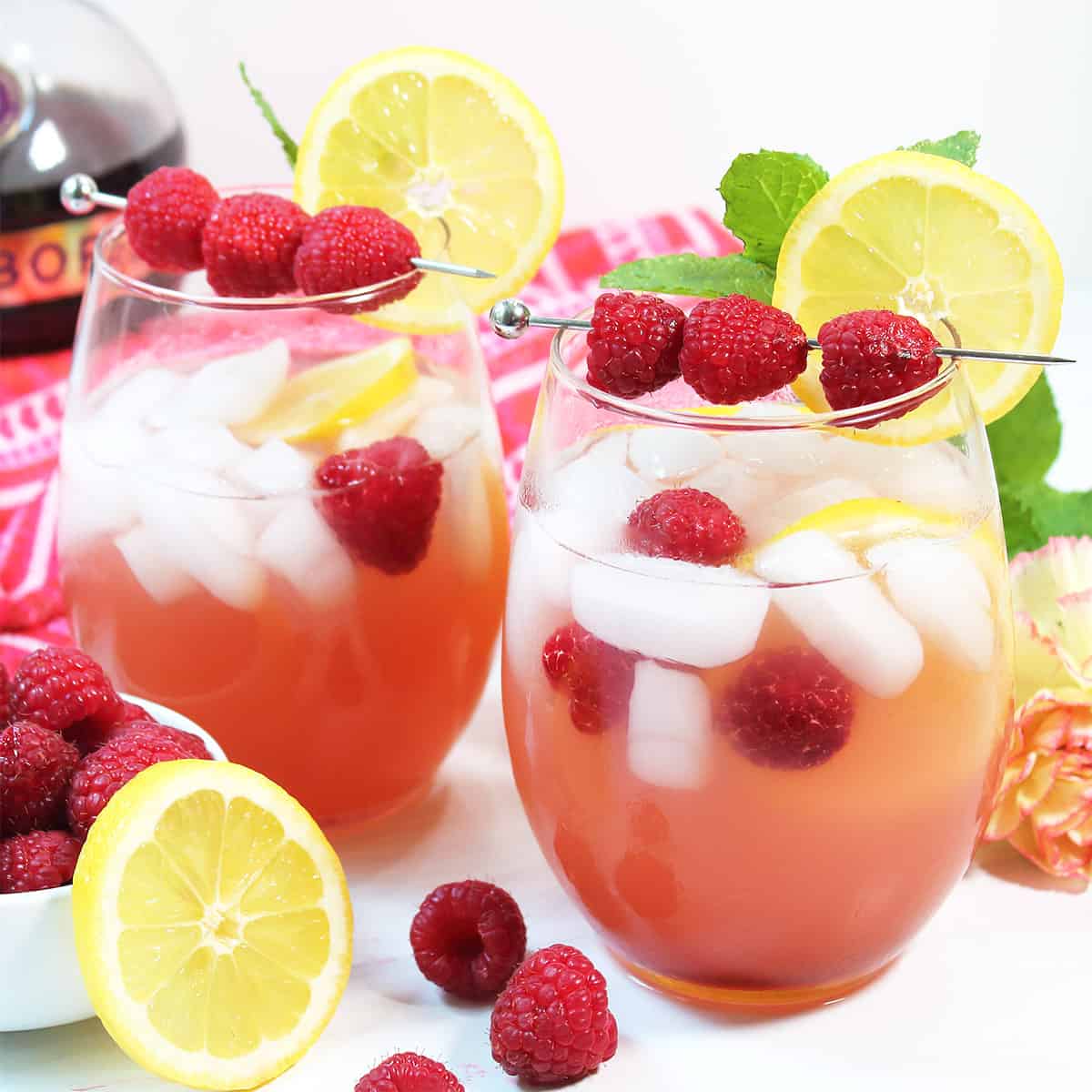 Garnished chambord cocktails with garnish.