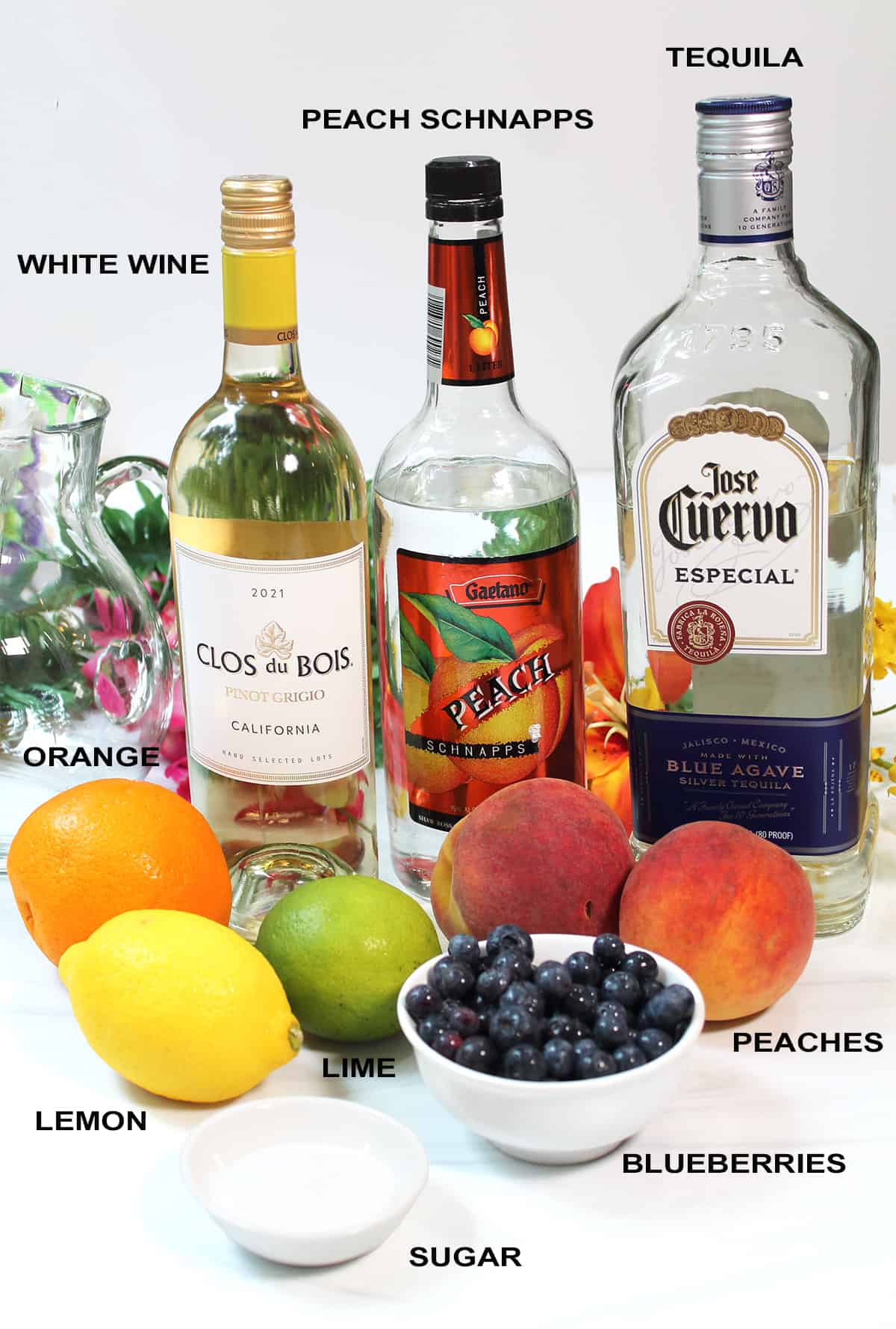 Peach Sangria ingredients.