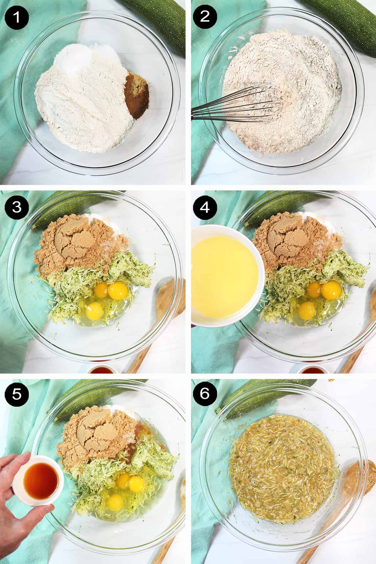 Steps 1-6 to make cake batter.