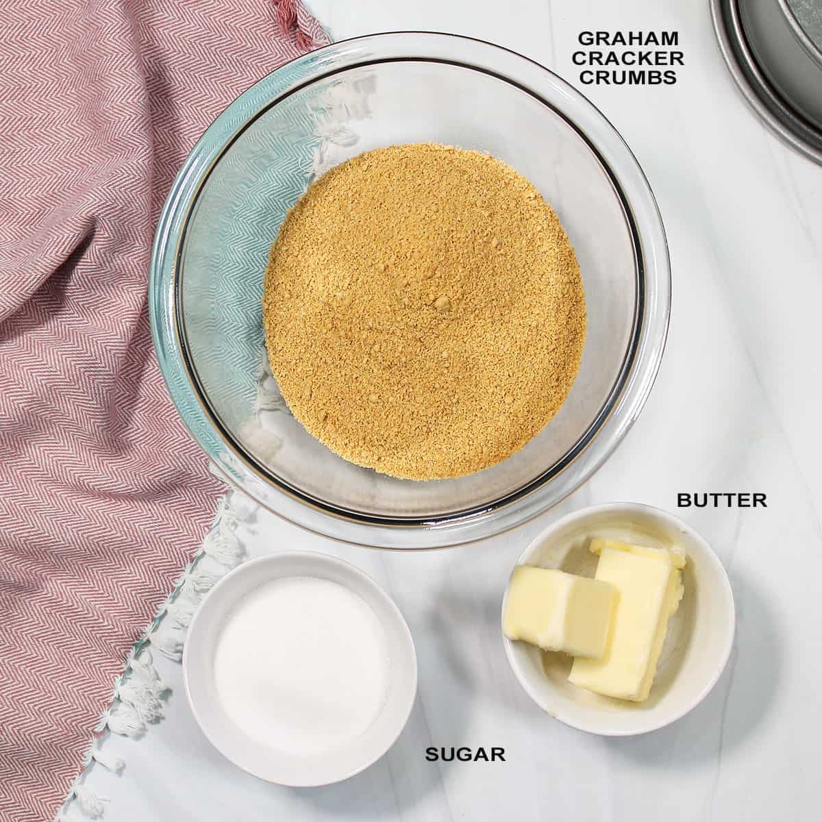 Ingredients for graham cracker crust.
