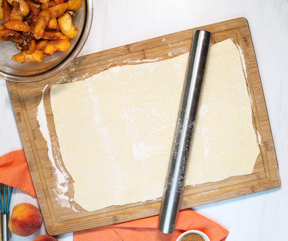 Rolled out puff pastry.