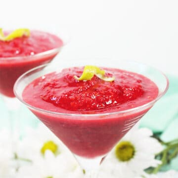 Closeup of garnished daiquiri.