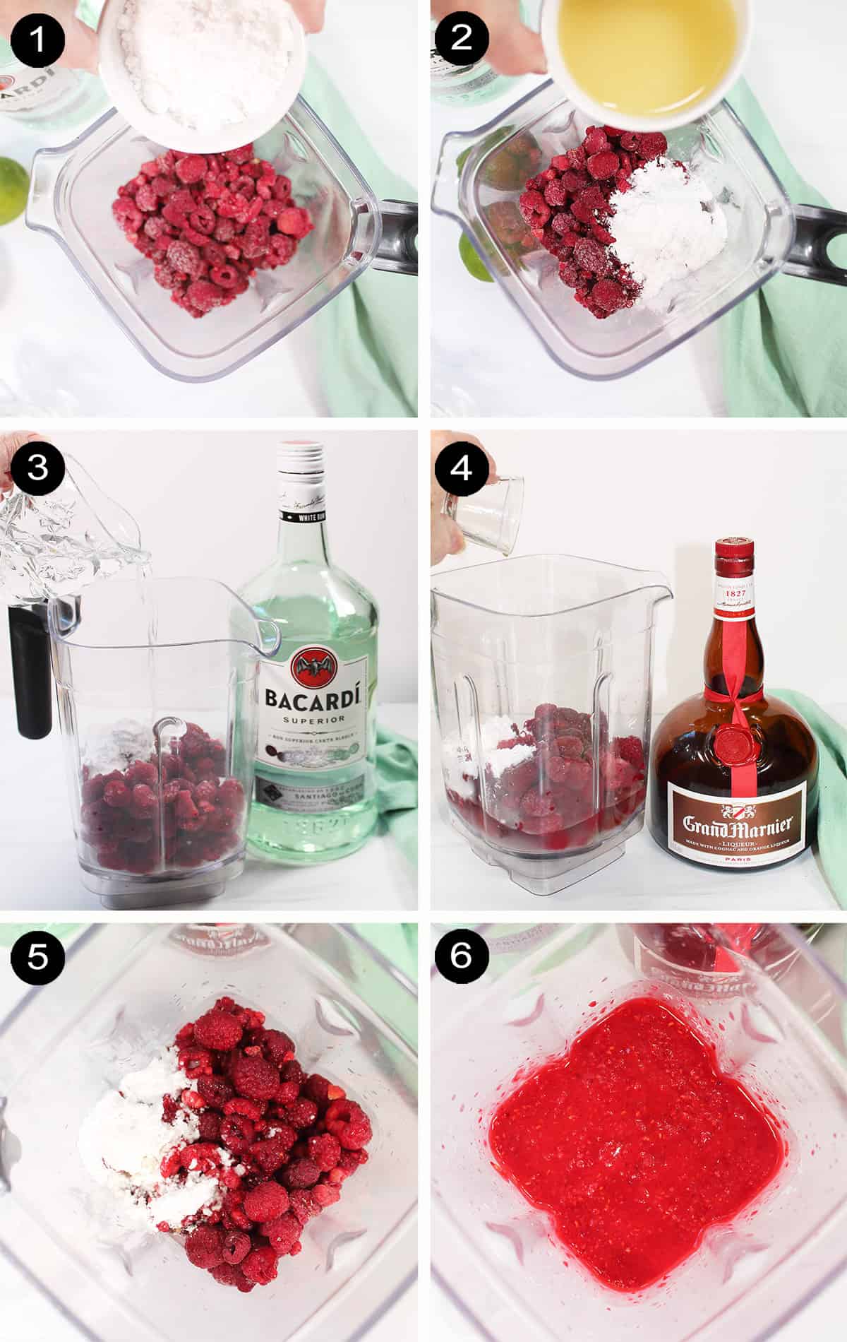 Steps to make frozen daiquiri.