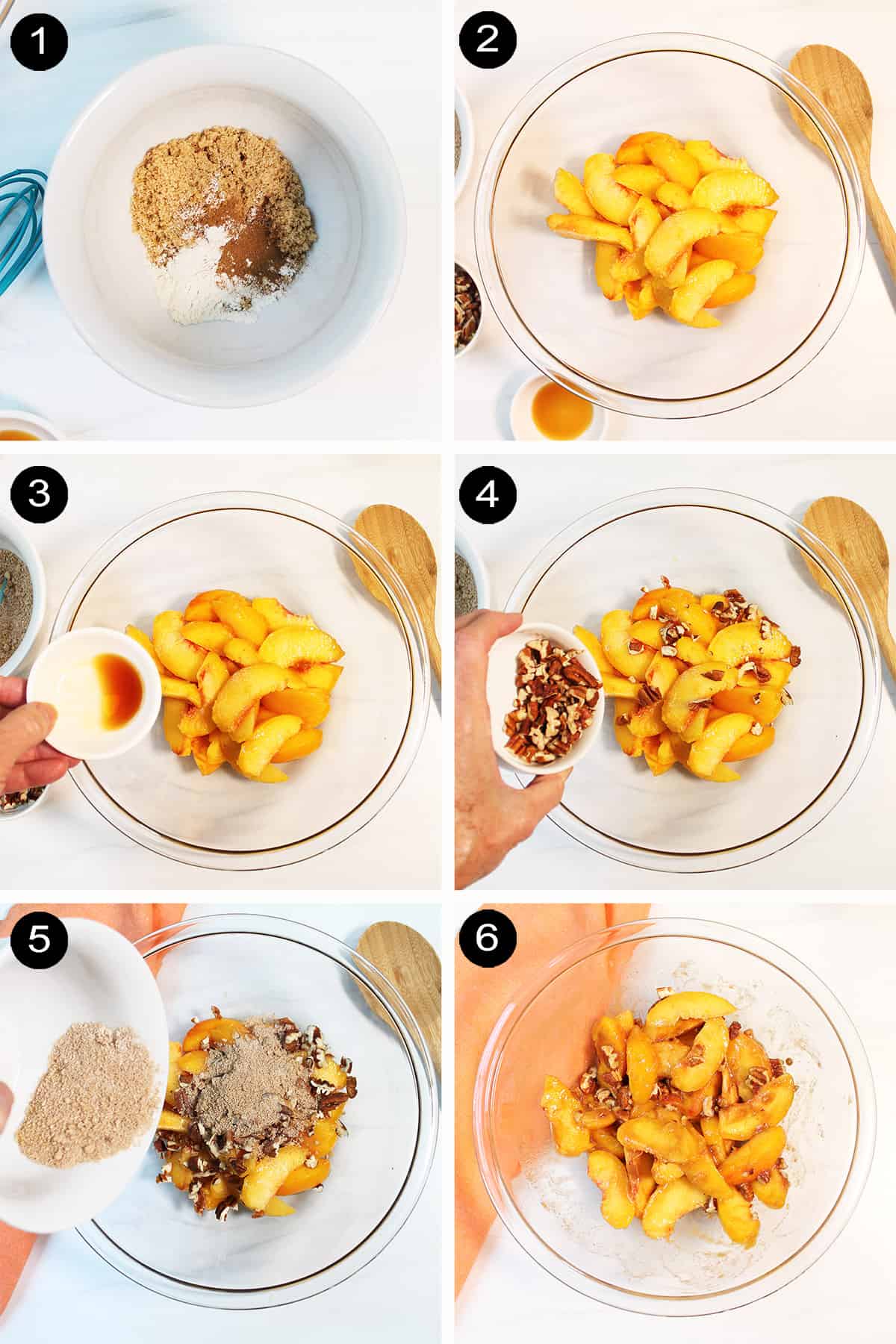 Steps to make peach filling.