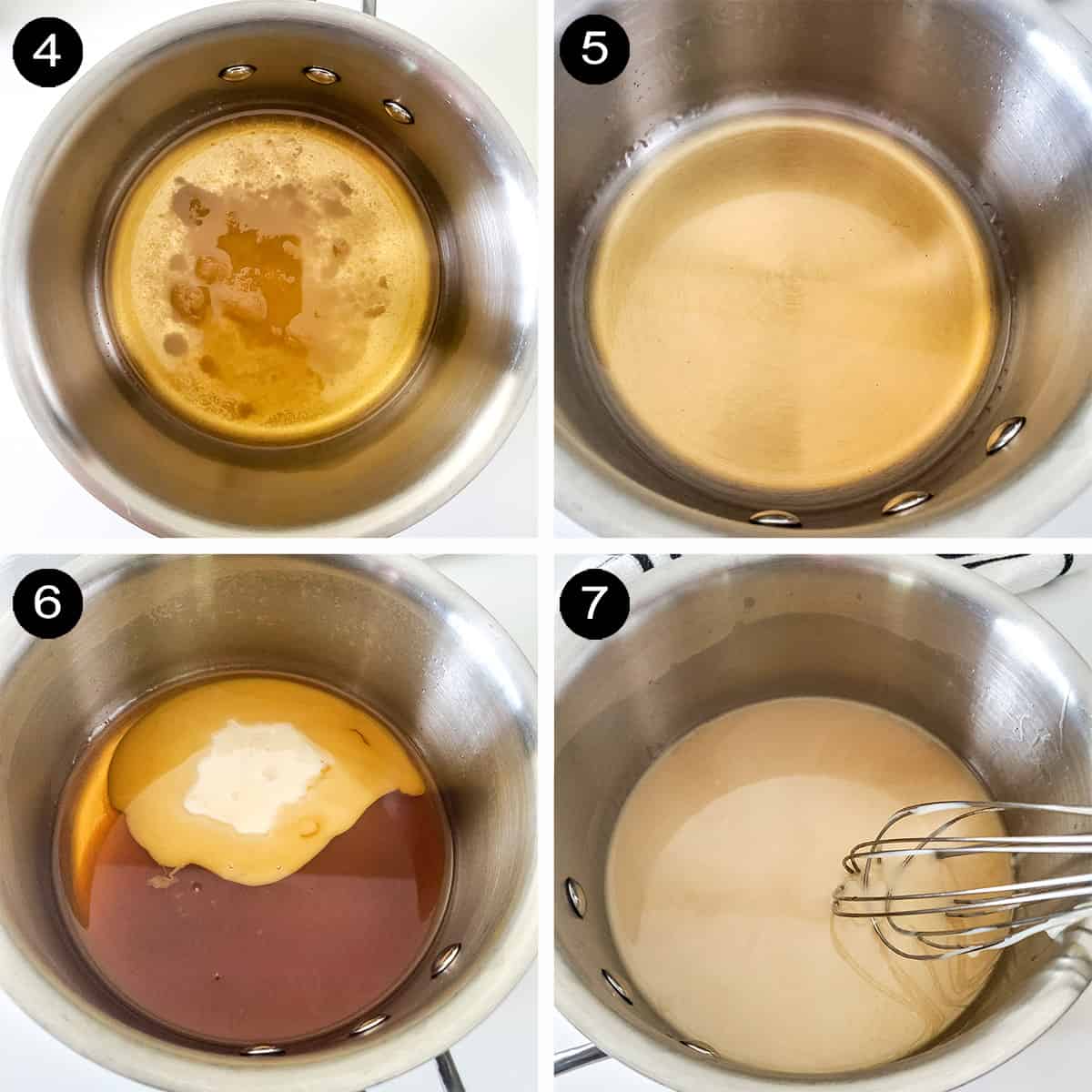 Steps to make caramel filling.