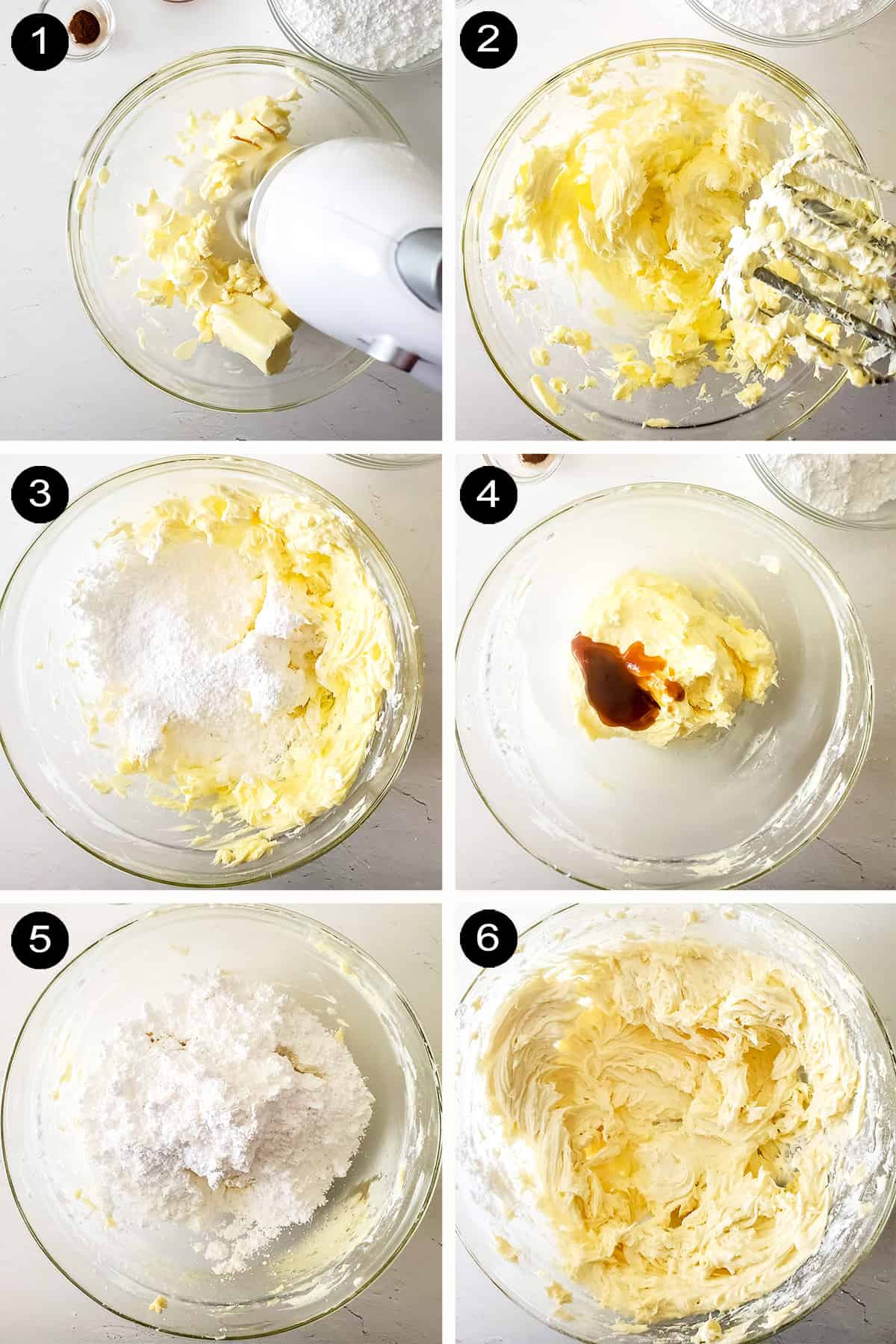 Steps 1-6 to make frosting.