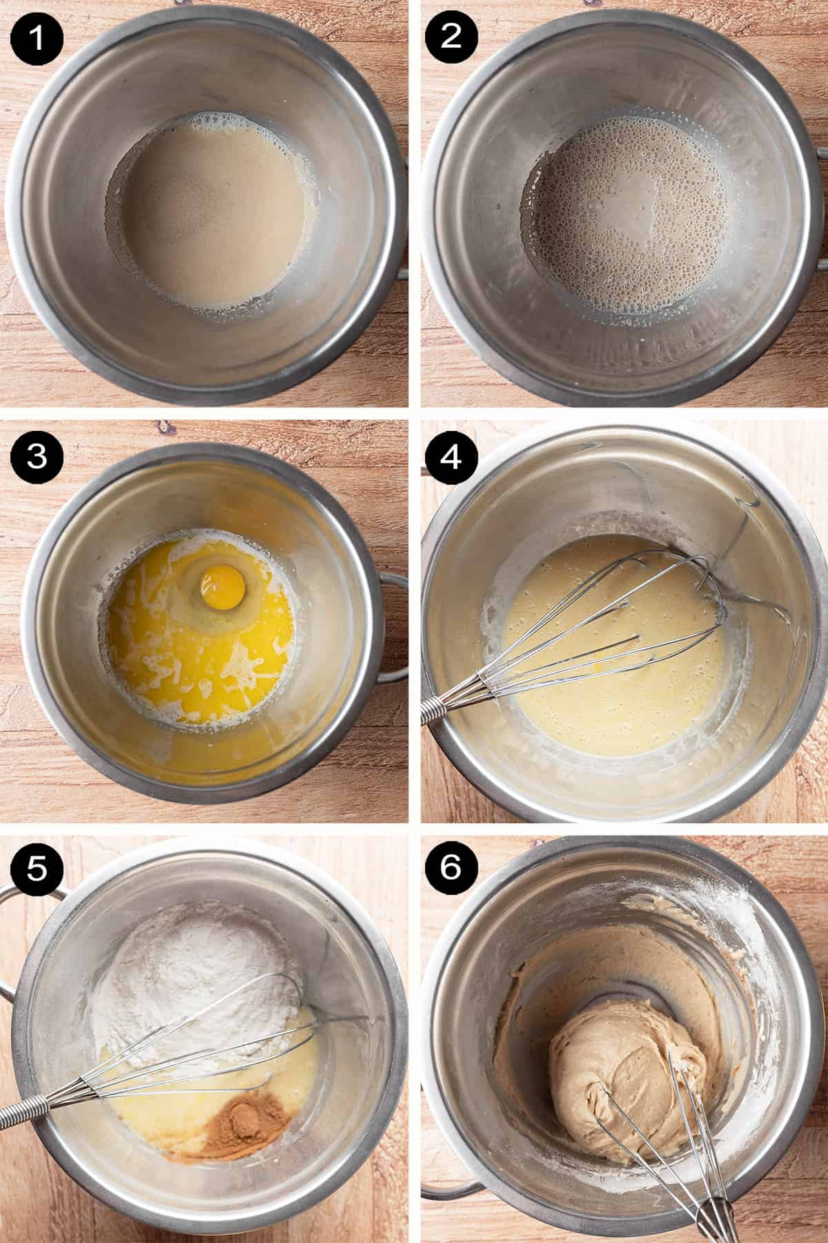 Steps to make donut hole dough.