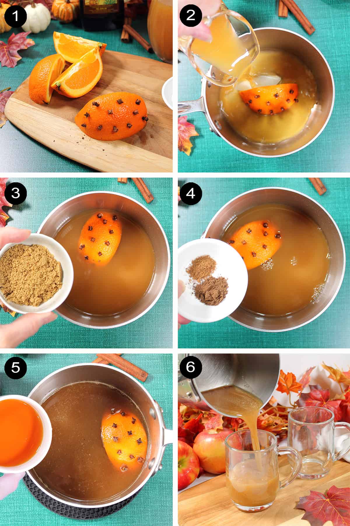 Steps to make hot apple cider.