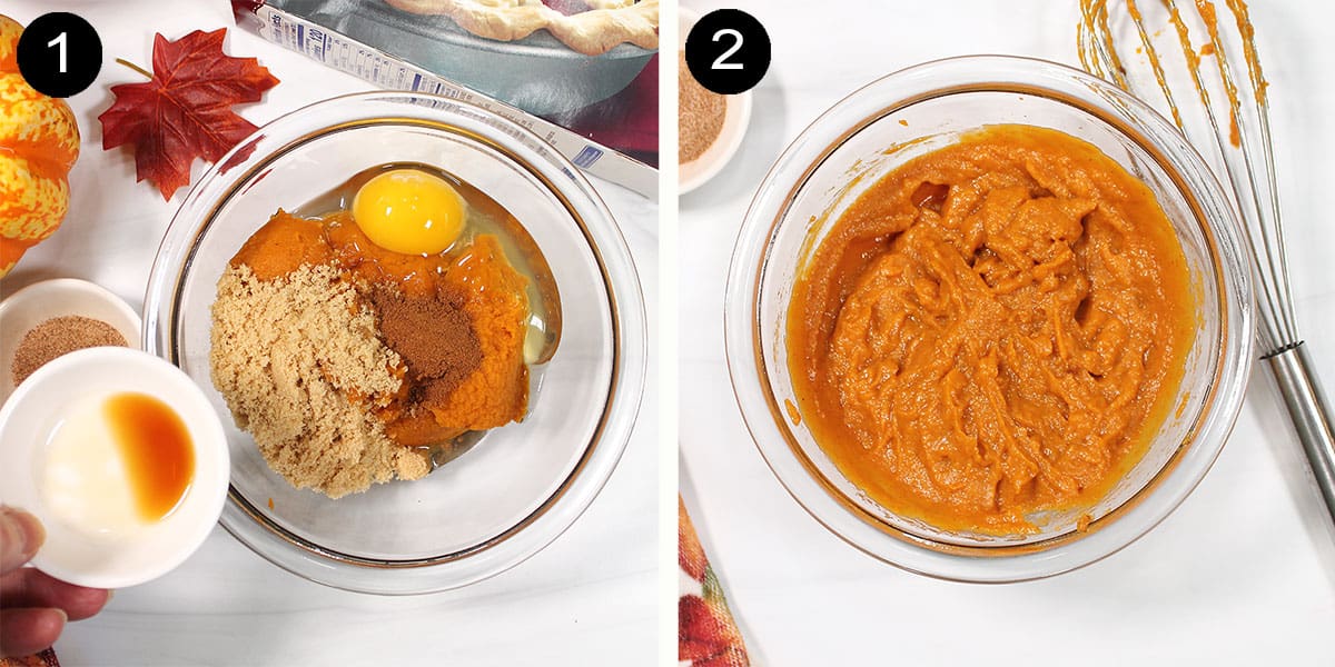 Steps to make pumpkin pie filling.
