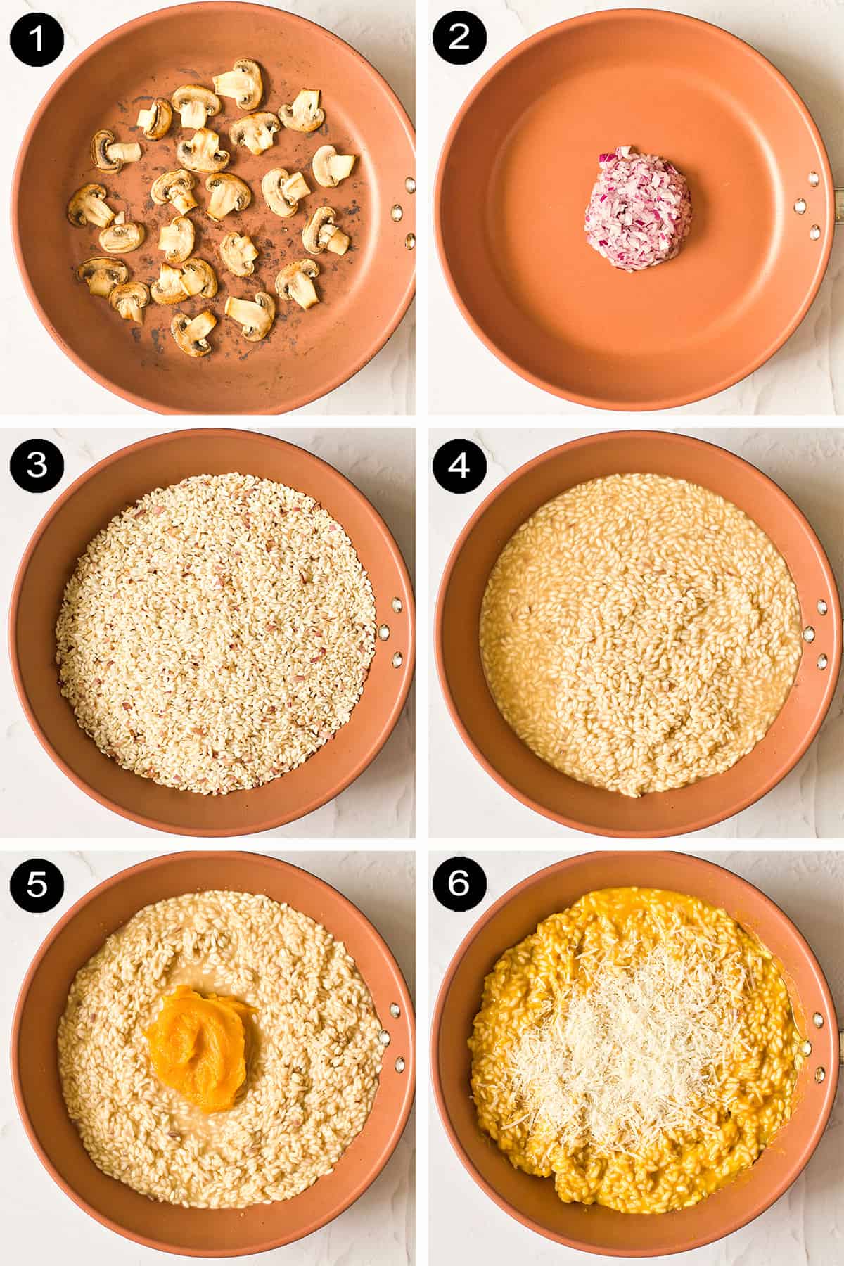 Steps to make pumpkin risotto.
